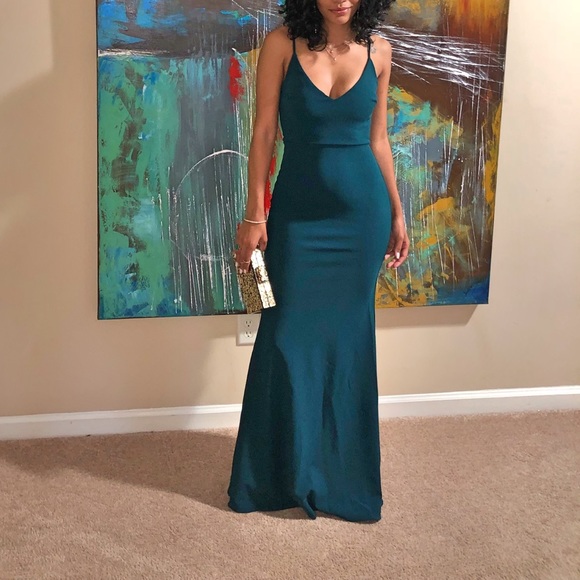 infinite glory forest green maxi dress